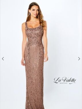 LaValetta Montage Chocolate Sequin Evening Gown